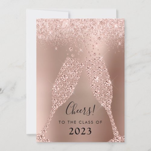 Rose Gold Blush Pink Champagne Graduation Party Invitation