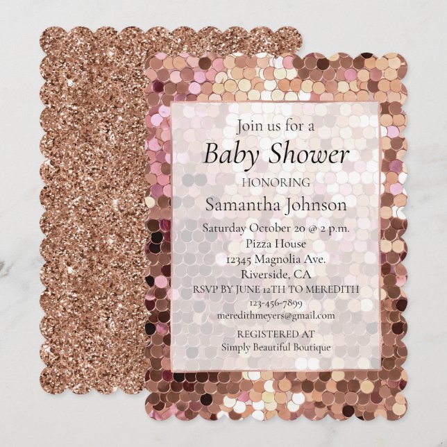 Rose Gold Blush Pink Confetti Baby Shower Invitation (Front/Back)