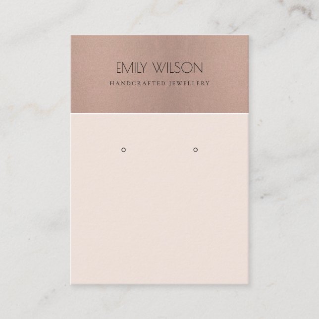 ROSE GOLD BLUSH PINK COPPER EARRING DISPLAY BUSINESS CARD (Front)