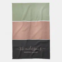 ROSE GOLD BLUSH PINK COPPER GREEN BLACK STRIPS KITCHEN TOWEL, Zazzle in  2023