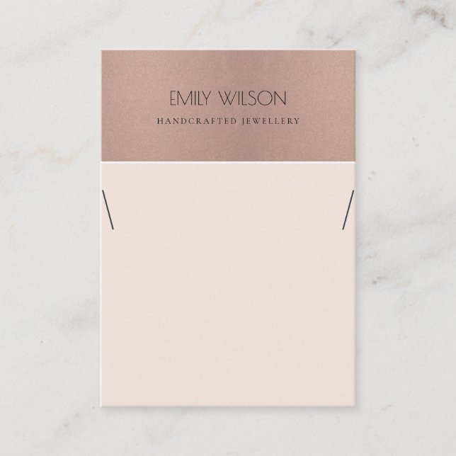 ROSE GOLD BLUSH PINK COPPER NECKLACE DISPLAY BUSINESS CARD (Front)