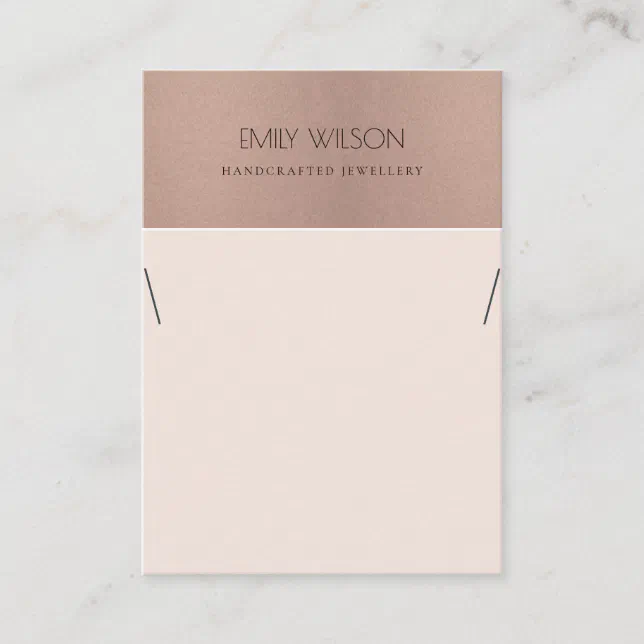 ROSE GOLD BLUSH PINK COPPER NECKLACE DISPLAY BUSINESS CARD | Zazzle