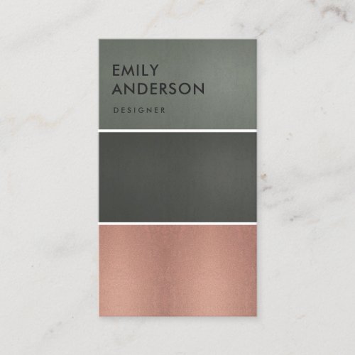 ROSE GOLD BLUSH PINK COPPER STEEL GREY STRIPS BUSINESS CARD