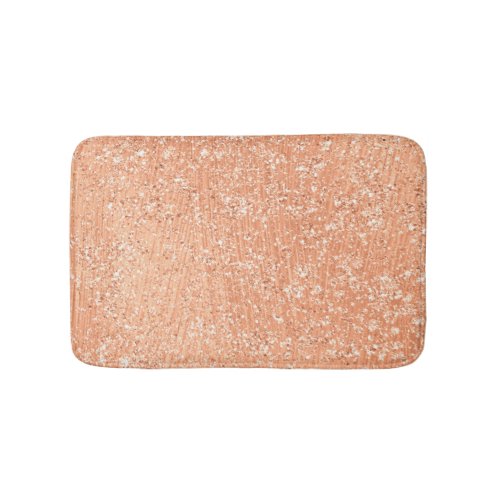 Rose Gold Blush Pink Crystal Copper Lux Glitter Bath Mat