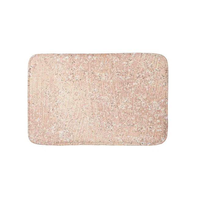 Rose Gold Blush Pink Crystal Glass Lux Glitter Bath Mat Zazzle