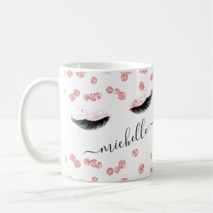 Rose Gold Blush Pink Eyelashes Glitter Confetti Coffee Mug