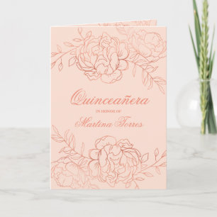 Rose Gold & Blush Pink Fine Art Floral Quinceanera Invitation