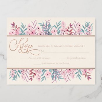 Rose Gold Blush Pink Floral Wildflowers Rsvp Cards by rusticwedding at Zazzle