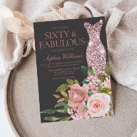 Rose Gold Blush Pink Flowers 60th Birthday