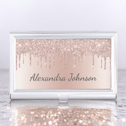 Rose Gold Blush Pink Foil Modern Elegant Business Card Case