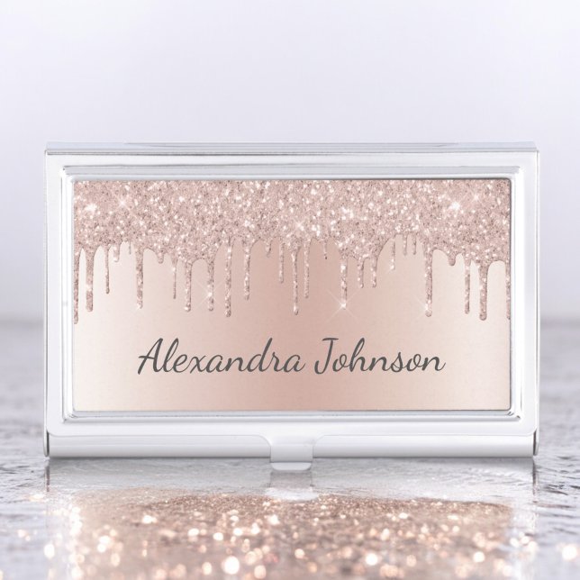 Rose Gold Blush Pink Foil Modern Elegant Business Card Case (Creator Uploaded)