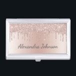 Rose Gold Blush Pink Foil Modern Elegant Business Card Case<br><div class="desc">Blush Pink - Rose Gold Faux Dripping Sparkle Glitter and Foil Metallic Foil Stainless Steel Minimalist Business Card Holder with white lettered script signature typography for the monogram. The girly ombre modern and elegant chic luxury Rose Gold Foil Metal Business Card Holders can be customized with your name. Please contact...</div>