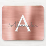 Rose Gold Blush Pink Foil Monogram Name Mouse Pad<br><div class="desc">Blush Pink - Rose Gold Faux Brushed Metal Metallic Stainless Steel Monogram Name Monogram Mousepad. This monogrammed Mousepad can be customized to include your first name and initial and is perfect for school or the office and makes a great Christmas or Birthday Gift.</div>