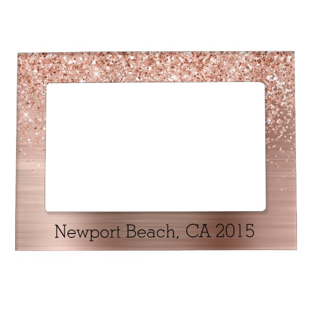 Rose Gold Blush Pink Glam Glitter Magnetic Frame (Front)