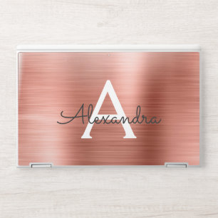 Rose Gold - Blush Pink Glam Metallic Monogram HP Laptop Skin