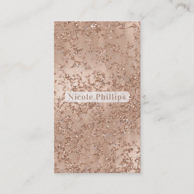Rose Gold Blush Pink Glam Sparkle Crackle Chic Business Card (Front)