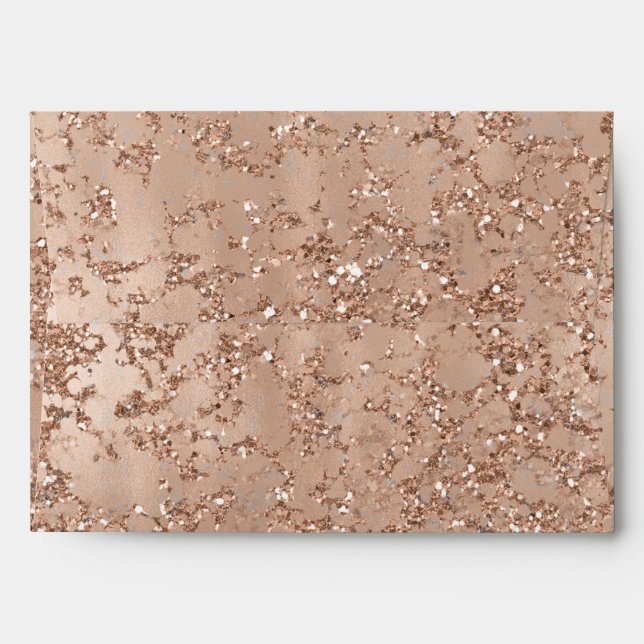 Rose Gold Blush Pink Glam Sparkle Crackle Chic Envelope (Back (Top Flap))