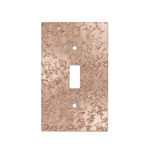 Rose Gold Blush Pink Glam Sparkle Crackle Chic Light Switch Cover