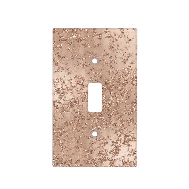 Rose Gold Blush Pink Glam Sparkle Crackle Chic Light Switch Cover (Front)