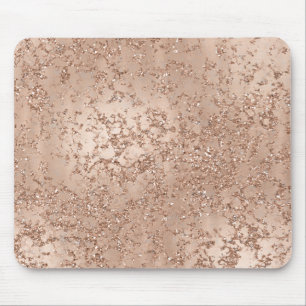 Rose Gold Blush Pink Glam Sparkle Crackle Chic Mouse Pad
