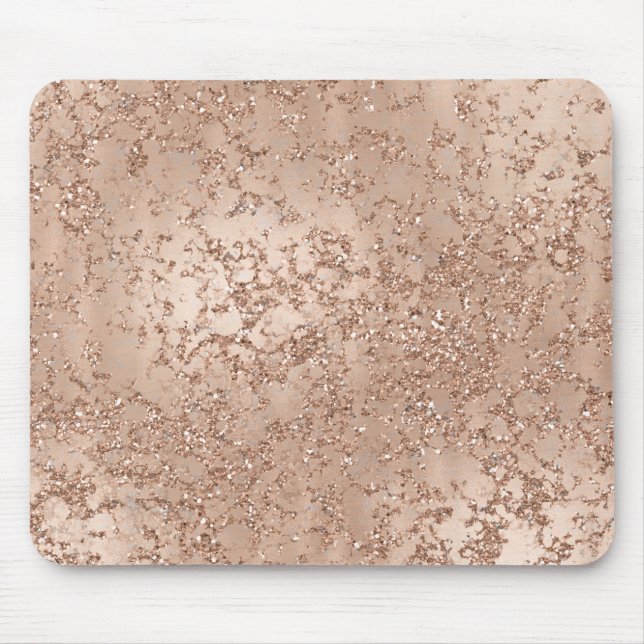 Rose Gold Blush Pink Glam Sparkle Crackle Chic Mouse Pad (Front)