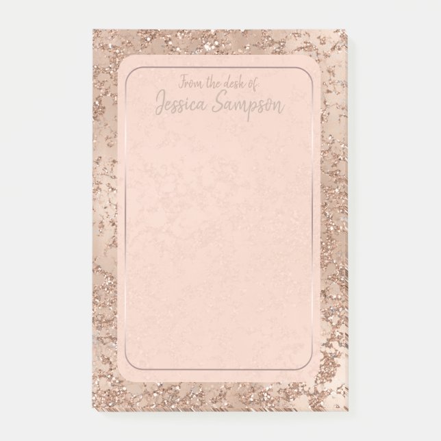 Rose Gold Blush Pink Glam Sparkle Crackle Chic Post-it Notes (Front)