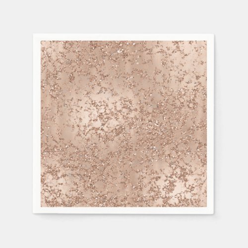 Rose Gold Blush Pink Glam Sparkle Crackle Party Napkins