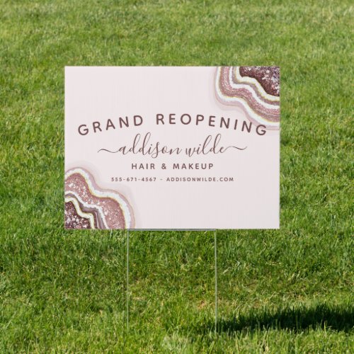 Custom Banners And Signs 5 Rose Gold Blush Pink Glitter Agate Geode Business Sign