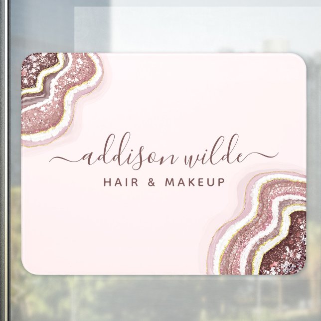 Rose Gold Blush Pink Glitter Agate Geode Door Sign (Creator Uploaded)