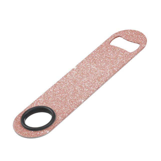 Rose Gold -Blush Pink Glitter and Sparkle Bar Key (Front Angled)