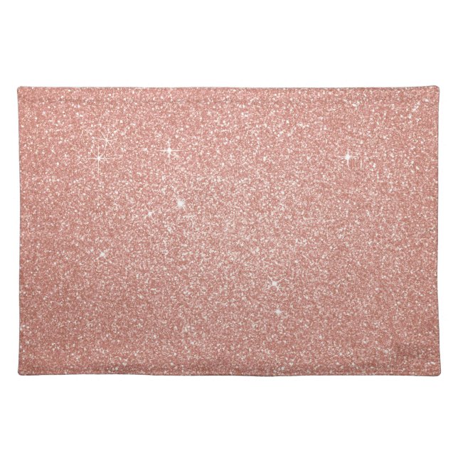 Rose Gold -Blush Pink Glitter and Sparkle Cloth Placemat (Front)