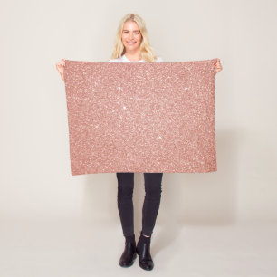 Rose Gold -Blush Pink Glitter and Sparkle Fleece Blanket