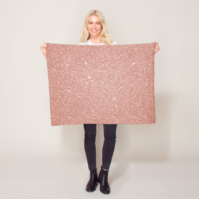 Rose Gold -Blush Pink Glitter and Sparkle Fleece Blanket (In Situ)