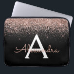 Rose Gold Blush Pink Glitter and Sparkle Monogram Laptop Sleeve<br><div class="desc">Rose Gold - Blush Pink and Black Faux Glitter and Sparkle Elegant Monogram Case. This case can be customized to include your initial and first name.</div>