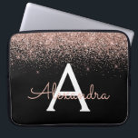 Rose Gold Blush Pink Glitter and Sparkle Monogram Laptop Sleeve<br><div class="desc">Rose Gold - Blush Pink and Black Faux Glitter and Sparkle Elegant Monogram Case. This case can be customized to include your initial and first name.</div>