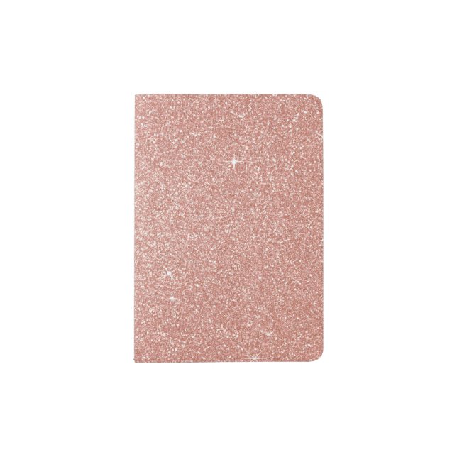 Rose Gold -Blush Pink Glitter and Sparkle Passport Holder (Front)