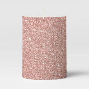 Rose Gold -Blush Pink Glitter and Sparkle Pillar Candle
