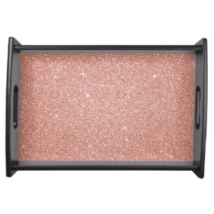 Rose Gold -Blush Pink Glitter and Sparkle Serving Tray