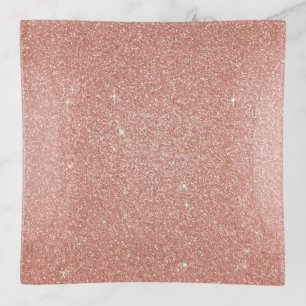 Rose Gold -Blush Pink Glitter and Sparkle Trinket Tray
