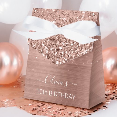 Rose Gold _ Blush Pink Glitter Birthday Party Favo Favor Boxes