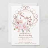 Rose Gold Blush Pink Glitter Floral Sweet 16 Invitation (Front)