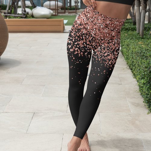 Rose Gold Blush Pink Glitter Glam Leggings