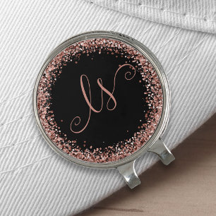 Rose Gold Blush Pink Glitter Glam Monogram Name Golf Hat Clip