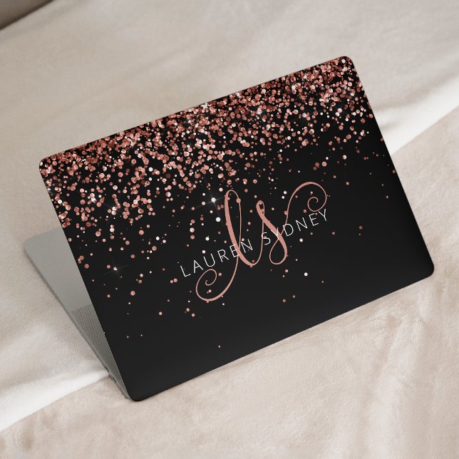 Rose Gold Blush Pink Glitter Glam Monogram Name HP Laptop Skin (Creator Uploaded)