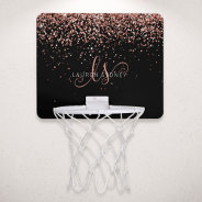 Rose Gold Blush Pink Glitter Glam Monogram Name Mini Basketball Hoop at Zazzle