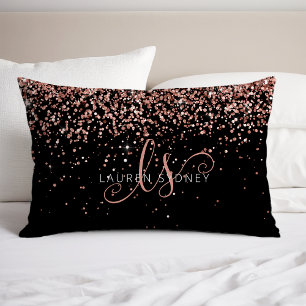 Rose Gold Blush Pink Glitter Glam Monogram Name Pillow Case