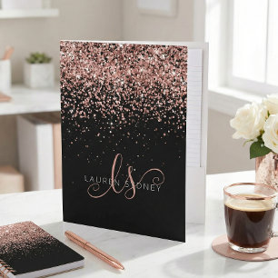 Rose Gold Blush Pink Glitter Glam Monogram Name Pocket Folder
