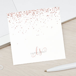 Rose Gold Blush Pink Glitter Glam Monogram Name Post-it Notes