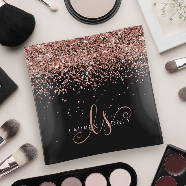 Rose Gold Blush Pink Glitter Glam Monogram Name Trinket Tray (Creator Uploaded)