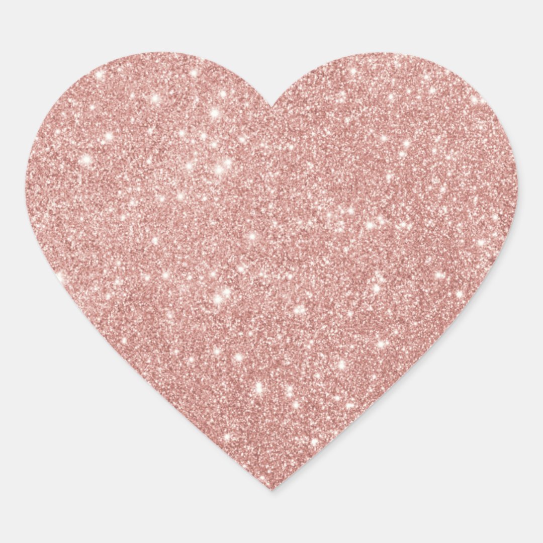 Rose Gold Blush Pink Glitter Heart Sticker | Zazzle